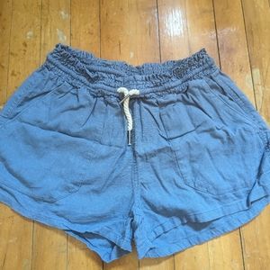 Blue Linen Shorts